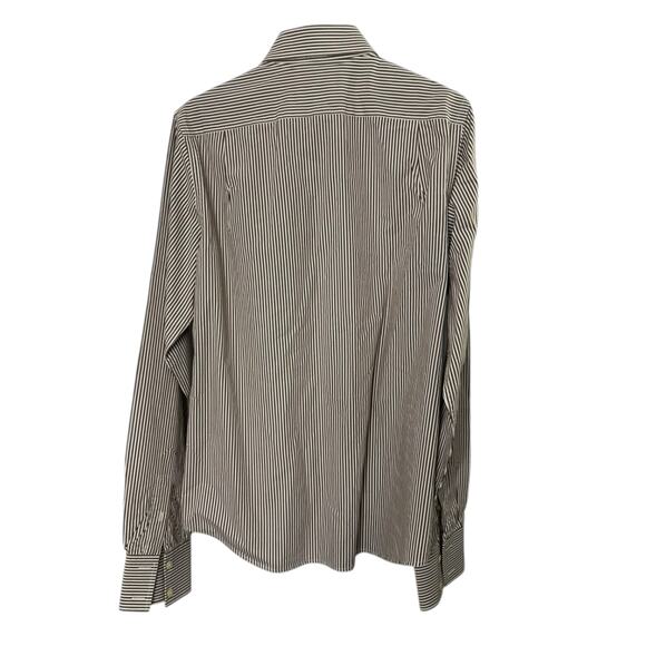 Abercrombie & Fitch Muscle Brown & White Stripe Button-Up Shirt Men's Large - Picture 6 of 8